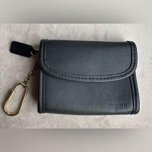 Coach Black Leather Coin Purse/Wallet with Brass Clip - Vintage
